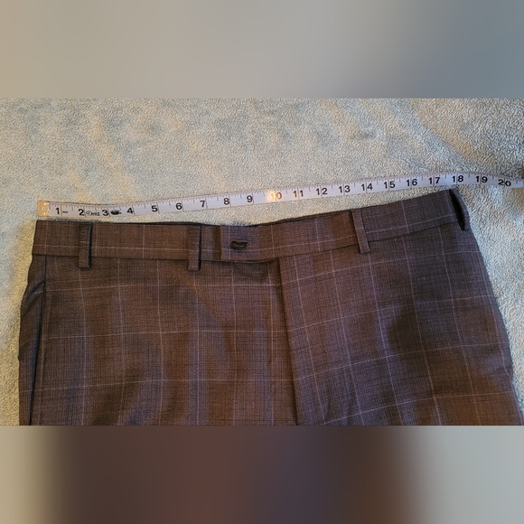 Calvin Klein X Slim Fit blue windowpane print 3 piece Size 44R Coat 36R Pant - Picture 14 of 16